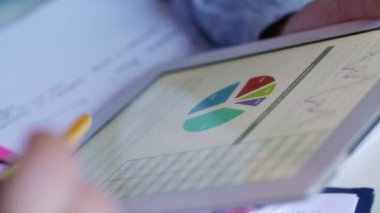 Masa başında çalışma ve grafik analiz genç insanların ellerini kapatın