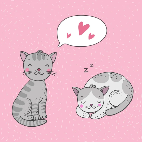 かわいい漫画の猫 — ストックベクタ