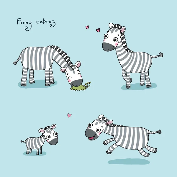 Zebras engraçadas dos desenhos animados —  Vetores de Stock