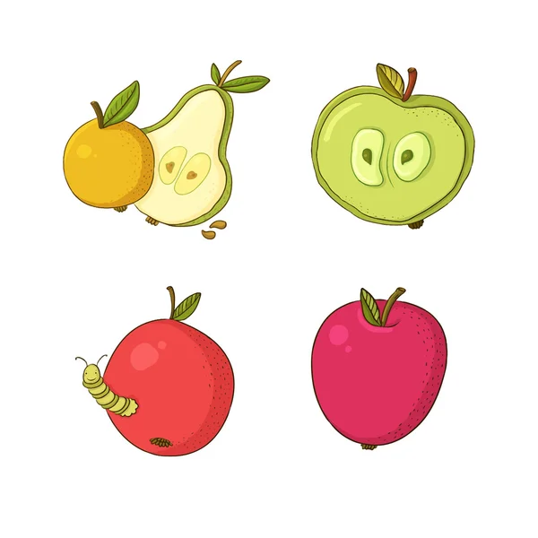 Vector εικονογράφηση με μήλα και αχλάδια — Διανυσματικό Αρχείο
