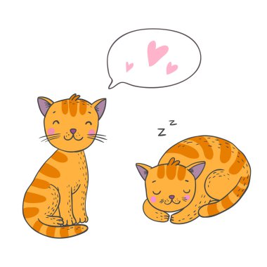 sevimli çizgi kedi.