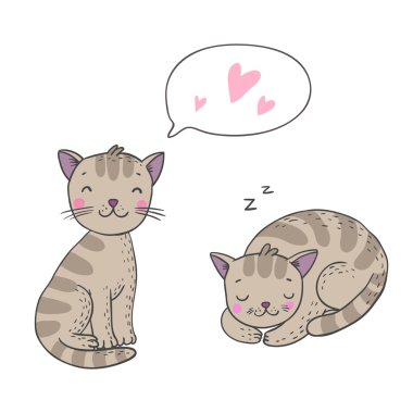 sevimli çizgi kedi.