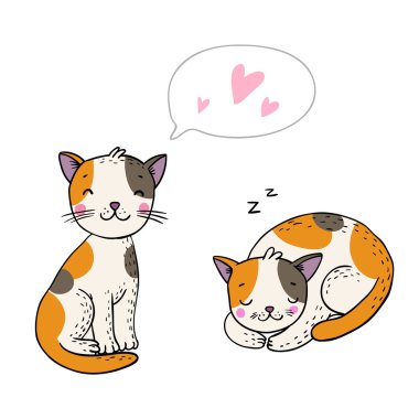 sevimli çizgi kedi.