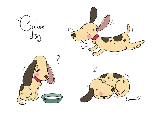 Divertidos perros de dibujos animados — Vector de stock