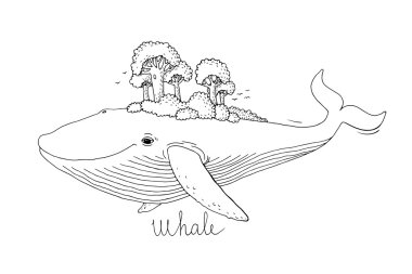 Arkadaki tahtaya büyük güzel balina.