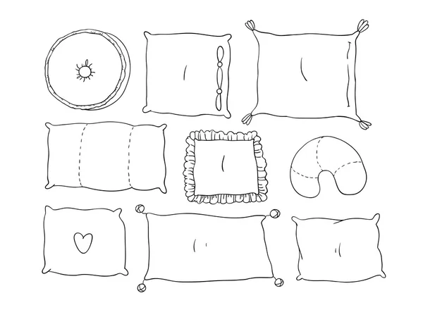 Tipos de almohadas para dormir conjunto . — Vector de stock