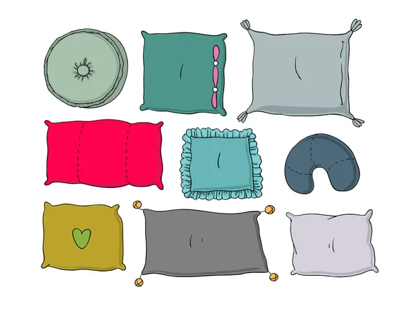 Tipos de almohadas para dormir conjunto . — Archivo Imágenes Vectoriales