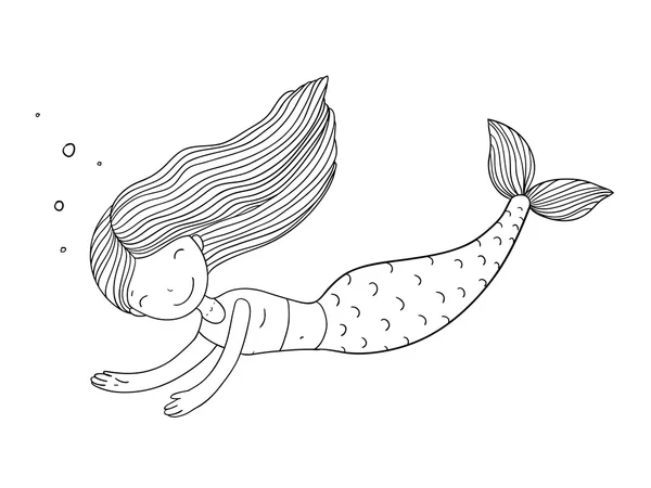 Beautiful little mermaid. — Stock Vector