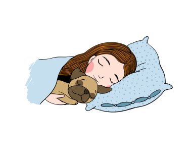 Uyuyan güzel genç kız ve şirin bir boksör.