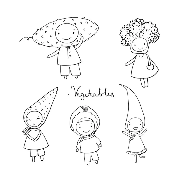 Lindo dibujos animados verduras. — Vector de stock