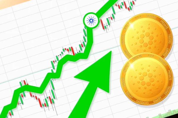 Cardano Ada Cryptocurrency Fel Cardano Megy Fel Repülő Fel Siker Stock Kép