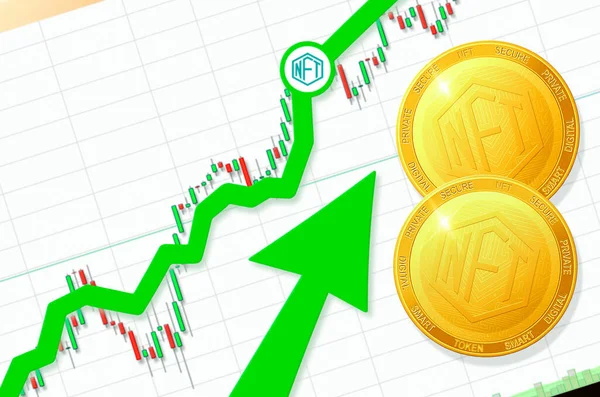 Nft Harga Token Cryptocurrency Yang Tidak Dapat Difungsikan Naik Nft — Stok Foto