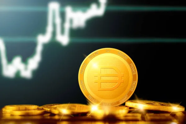 Makerdao Dai Cryptocurrency Koin Emas Makerdao Dai Latar Belakang Bagan Stok Foto