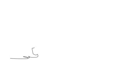 Sürekli çizim yapan dansçı hareketin ortasında kollarını uzatarak, dinamik ve odaklanmış bir pozla dengede duruyor. Hip hop ya da sokak dansının tipik bir örneği. Tam uzunluktaki tek çizgi canlandırması