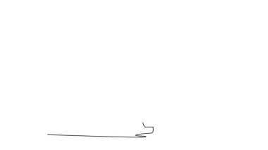 Kendi kendine çizim yapan tek çizgi bereli ve gözlüklü genç bir kız tüm vücudunda snowboard ile ayakta duruyor. Kış sporunun gündelik tarzı. Devamlı bir çizgi. Tam uzunluk canlandırması