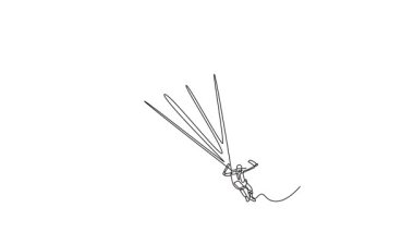 Devamlı çizim yapan kişinin animasyon çizimi, tamamen şişirilmiş paraşütün altında asılı ve kollarını açmış uçuyor. Ekstrem spor özgürlüğü. Tam uzunluktaki bir çizgi canlandırması