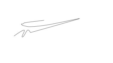 Sürekli çizim yapan kendini çizen cesur adam planörle uçuyor havada süzülüyor ki bu da dinamik uçuş, akışkan hareket aşırı spor demektir. Tam uzunluktaki tek çizgi canlandırması