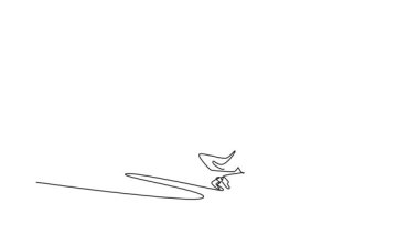 Sürekli çizilen hareketli çizimler genç bayanları havada süzülen ve yükseklere uçan planörcü atletleri kendine çekiyor. Akışkan hareket ve aşırı sporun dinamik özgürlüğü. Tam uzunluktaki tek çizgi canlandırması