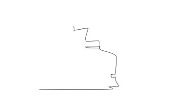 Sürekli kendini çizen güzel kadın halterin üzerinde otururken halterli göğüs presi yapıyor. Güç, odaklanma ve dinamik spor salonu. Tam uzunluktaki tek çizgi canlandırması