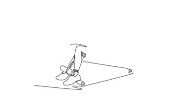 Animasyonlu kendini çizme durmaksızın güzel bir kadını karın boşluğunda mekik çekerken, odaklanmış çekirdek gücünü ve yoğun eğitimini göstererek kendine çekiyor. Tam uzunluktaki bir çizgi canlandırması