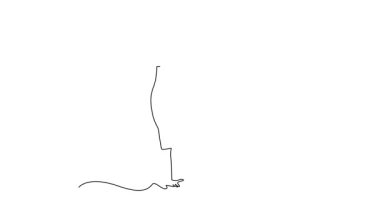 Sürekli çizilen çizgi, genç futbolcu serbest stil sporcusunu tek elli amuda kalkıp, topun dengesini sağlamaya zorluyor. Akrobatik poz. Tam uzunluktaki bir çizgi canlandırması