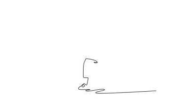 Animasyon çizimleri, kadın futbolcu serbest stil sporcusunu alnında ustalıkla dengede tutarken öne doğru eğiliyor. Tam kontrol ve odaklanma. Tam uzunluktaki tek çizgi canlandırması