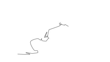 Animasyon halinde kendini çizen Wushu sporcusu derin yay pozisyonunda, savunma ve hücum muhafızları kadrosunu elinde tutuyor. Güç, odaklanma, disiplin. Tam uzunluktaki tek çizgi canlandırması