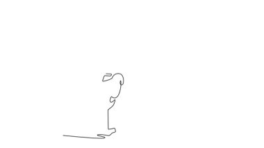 Sürekli çizim yapan Wushu atletinin tek bacağı üzerinde dengede duran hareketli çizimi. Dövüş sanatlarının hassasiyeti, kontrolü ve zarafeti. Tam uzunluktaki tek çizgi canlandırması