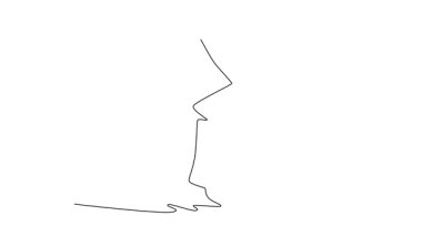 Sürekli kendini çizen iki adam, Judo veya dövüş sanatlarının icrası sırasında havada ters çevrilen bir figürle dinamik bir kalça atışı yapıyor. Tam uzunluktaki tek çizgi canlandırması