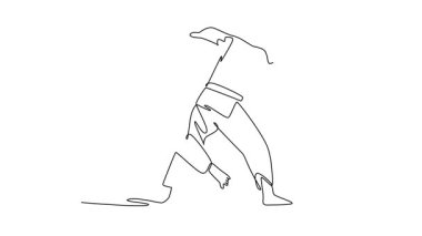 Kendi kendine çizim çizen tek çizgi. İki adam yakın mesafede kilitli. Bir tanesi kalça ve bacak fırlatma düzeneği ile. Judo tekniği ve gücü. Devamlı bir çizgi. Tam uzunluk canlandırması
