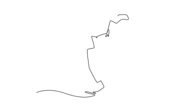 Tek çizgili animasyon iki adam dinamik atış yaparken, bir kişi Judo veya dövüş sanatları tekniğinin havada infazında ters çevrildi. Devamlı bir çizgi. Tam uzunluk canlandırması