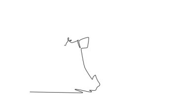 Sürekli çizginin animasyonlu kendini çizimi iki aktif adam dinamik kalça fırlatma ya da biçme tekniği uygularken, bir figür diğerini yerden kaldırıyor. Tam uzunluktaki tek çizgi canlandırması