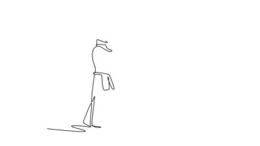 Kendo 'nun bogu zırhlı iki sporcusu gergin kılıç dövüşüne tutuştu. Dinamik dövüş ve dövüş sanatları disiplini. Devamlı bir çizgi. Tam uzunluk canlandırması