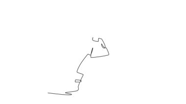 Sürekli çizilen çizgilerin animasyonlu çizimi, geniş bir savaş duruşu içinde hazır ve etkin bir ninjayı, dinamik bir saldırı için katana kılıcını çekerek, odaklanmış bir hareketi göstermektedir. Tam uzunluktaki tek çizgi canlandırması