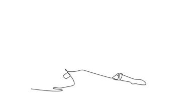 Sürekli çizim yapan, maske takmış Ninja Adam 'ı derin yay pozisyonu almış, asayı yatay olarak tetikte tutuyor, gizlilik ve odaklanmış hareketi gösteriyor. Tam uzunluktaki bir çizgi canlandırması