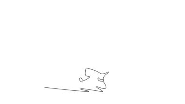 Tek çizgili animasyon, güçlü samurayları çekiyor. Geleneksel zırhlarıyla öne doğru koşuyor. Katana hızlı agresif hareketler sergiliyor. Devamlı bir çizgi. Tam uzunluk canlandırması