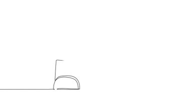 Sürekli çizginin animasyonlu kendini çizimi, iş sunumunda yukarı doğru eğilim çubuğu grafiğiyle birlikte kapak grafiğini gözden geçiren üç meslektaşı kendine çekiyor. Başarılı bir finansal büyüme. Tam uzunluktaki tek çizgi canlandırması