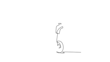 Kendi kendine çizim yapan tek çizgi kasklı ve spor ceketli kadını şahsi ışınlayıcının ya da Segway 'in üzerine çeker. Kısa şehir yolculuğu için mikro-hareketlilik. Devamlı bir çizgi. Tam uzunluk canlandırması