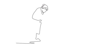 Tek çizgili kendi kendine çizim yapan kadın anne, çocuğa bisikletle yardım ediyor. Aile bağları için açık hava bisikleti dersi sırasında ebeveyn rehberi kız. Devamlı çizgi çekme. Tam uzunluk canlandırması