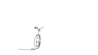 Sürekli kendini çizen animasyon, pedal çevirirken pedal çeviren babasının yanında yürümesini sağlıyor. Dengenin ilk aşamaları, ebeveyn yardımı. Tam uzunluktaki tek çizgi canlandırması