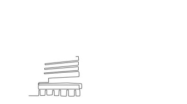 Animasyon çizimleri sürekli olarak devam ediyor. İnşaat halindeki binanın üzerine yerleştirilmiş yüksek kule vincini çekin. Şehir geliştirme projelerinin boyutu ve karmaşıklığı. Tam uzunluktaki tek çizgi canlandırması