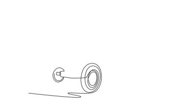 Tek çizgili kendi kendine çizim klasik bir çiftlik traktörünü kabinsiz çeker. Kırsal makinelerin ve engebeli tarım tekerlerinin ikonik silueti. Devamlı çizgi çekme. Tam uzunluk canlandırması