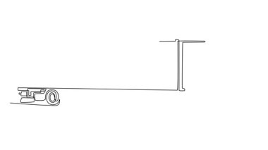 Tek şeritli kendi kendine çizim, kapalı kargo karavanıyla uzun mesafeli ticari yük kamyonu çekiyor. Lojistik, yol ulaşımı, tedarik zinciri dağıtımı. Devamlı bir çizgi. Tam uzunluk canlandırması