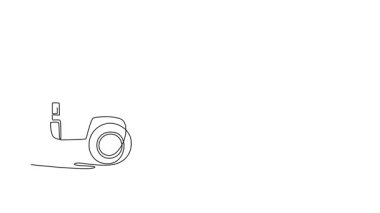 Aralıksız olarak çizilen kendi kendine çizim yan görüş ticari düz kamyonet. Taşımacılık, yerel iş teslimat lojistiği, genel nakliye. Tam uzunluktaki bir çizgi canlandırması