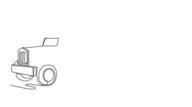 Sürekli çizilen çizimler, iskelet römorklu kereste nakliye kamyonunu çekiyor. Orman endüstrisi, hammadde lojistiği ve ağır tahta nakliyesi. Tam uzunluktaki bir çizgi canlandırması