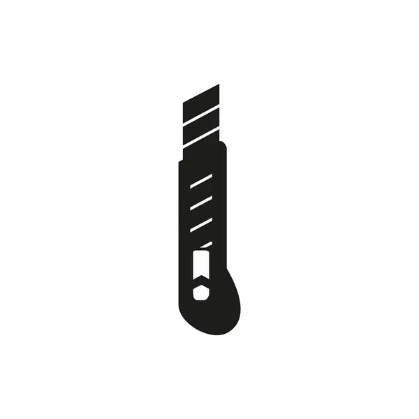 Icono de cuchillo de papelería negro simple en blanco — Vector de stock