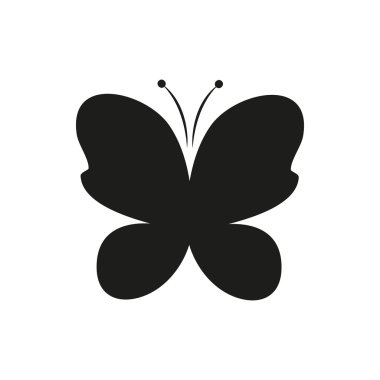 web tasarımı için beyaz arka planda siyah kelebek basit simgesi