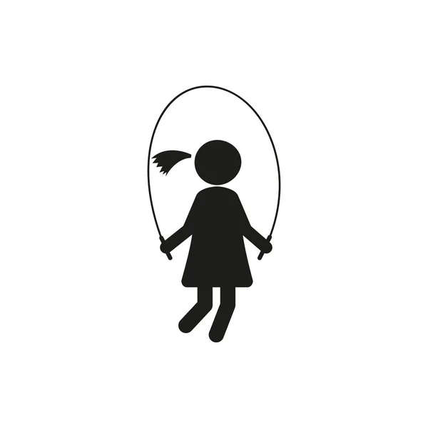 Силуети дівчина, стрибає мотузка Векторна паличка фігура — стоковий вектор