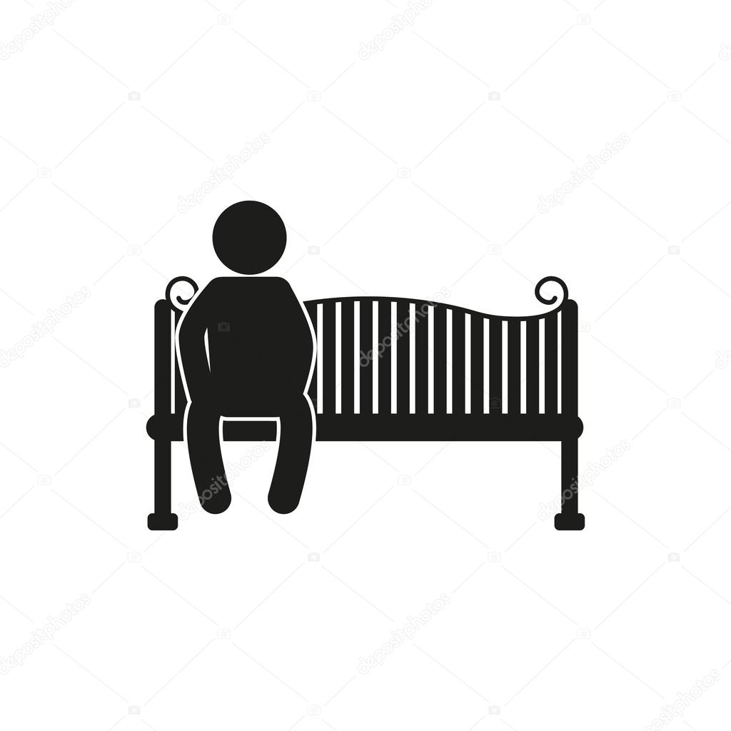 Silhouettes Of Man And Woman Sitting On The Park Bench Vector