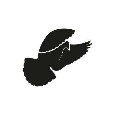 Basit siyah güvercin veya güvercin sembolü